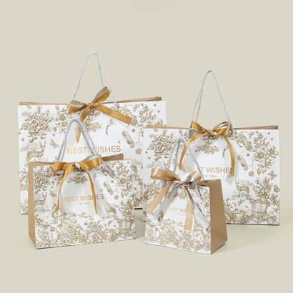 gold bowknot square paper handbag